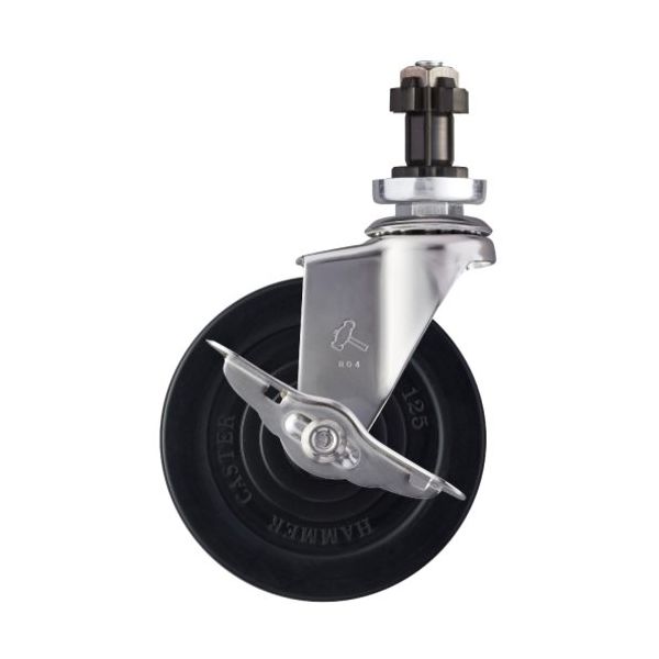 ハンマーキャスター ハンマー SUS パイプ差込 SP付 ゴム車125mm 3152EN-R125 1個 336-8407（直送品）