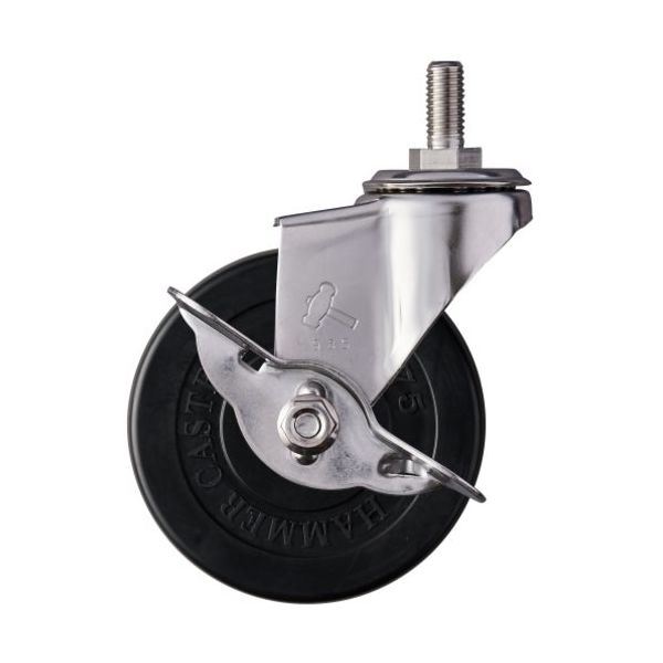 ハンマーキャスター ハンマー SUS ねじ込み SP付 W3/8 ゴム車75mm 315A-20R75 1個 336-6743（直送品）