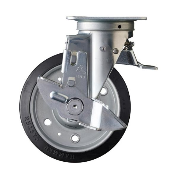 ハンマー プレート式キャスター スイッチキャスター Sシリーズ 自在SP付 特殊ゴム車輪 150mm 413F0S-XRZ150 1個（直送品）