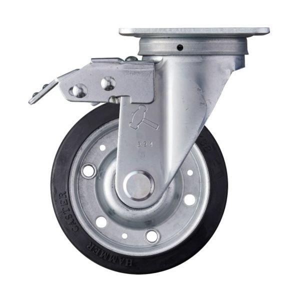 ハンマー プレート式キャスター スイッチキャスター Sシリーズ 自在 特殊ゴム車輪 125mm 420FAS-XRZ125 1個（直送品）