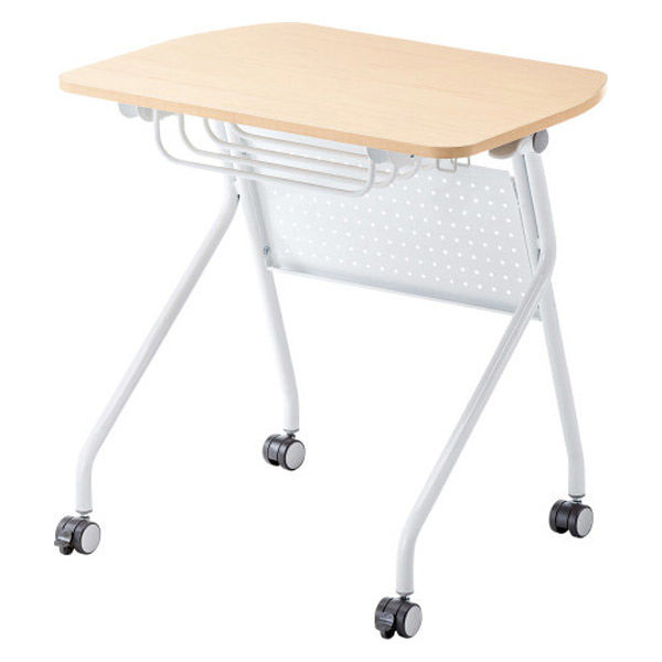 サンワサプライ フォールディングデスク 幅730×奥行536×高さ700mm 木目×ホワイト FLD-7350BR 1台（直送品）