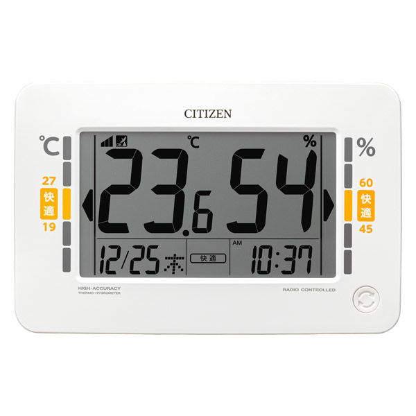CITIZEN シチズン掛時計 電波時計 温度計湿度計カレンダー・六曜表示付 壁掛け時計 シチズン高精度温湿度計付き掛け時計(電波時計
