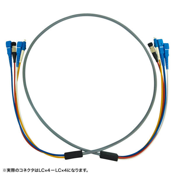 サンワサプライ  防水ロバスト光ファイバケーブル（マルチ50μmOM3、4芯、両端LC×4、5m） HKB-OM3LCLCWPRB-05（直送品）