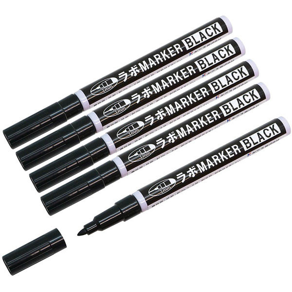 ケニス 耐アルコール性マーカー(ラボMARKER) KLM-K(黒 5本) 33340251 1組(5本)（直送品）