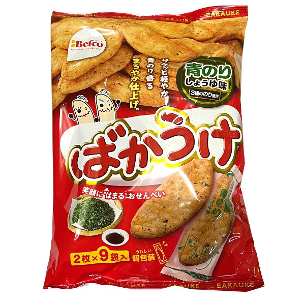 栗山米菓 「業務用」ばかうけ(青のり醤油) (2枚×9PC)×12袋（直送品）