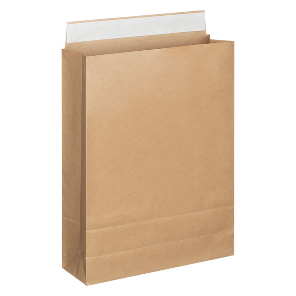 「現場のチカラ」 スーパーバッグ 宅配袋（紙製） フィルム貼り 茶 大サイズ 封かんシール付 １セット（50枚：10枚入×5）  オリジナル