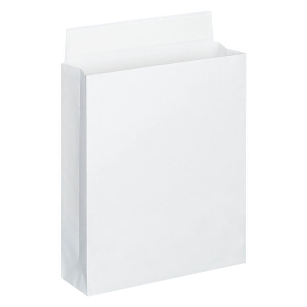 「現場のチカラ」 スーパーバッグ 宅配袋（紙製） フィルム貼り 白 小サイズ 封かんシール付 １セット（50枚：10枚入×5）  オリジナル