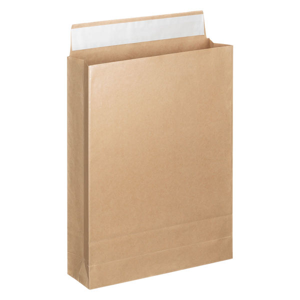 「現場のチカラ」 スーパーバッグ 宅配袋（紙製） ラミネート加工 茶 中サイズ 封かんシール付 １セット（50枚：10枚入×5）  オリジナル