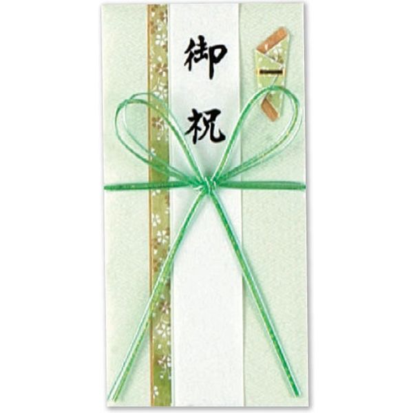 伊予結納センター 日本製　一般お祝用金封　花結び　花　グリーン V104-06 １セット（5枚：1枚×5）（直送品）