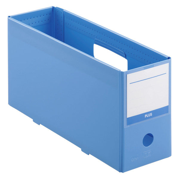 プラス 抗菌 PPボックスファイル+ ハーフサイズ ブルー 76520 1冊