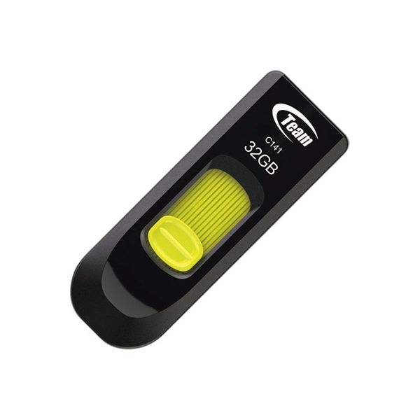 8GB USBメモリ USB2.0 Team C141 スライド式 キャップレス プラスチック筺体 軽量6g ブラック レッド TC1418GR01 ◆メ