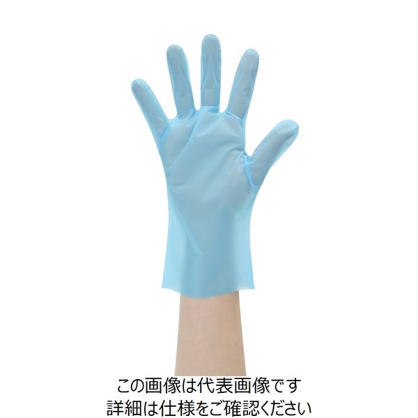 ポリエチレン使い捨て手袋 粉なし No.845 ポリオレフィンつかいきり手袋 100枚入 Mサイズ ブルー 1袋 NO845-M（直送品）