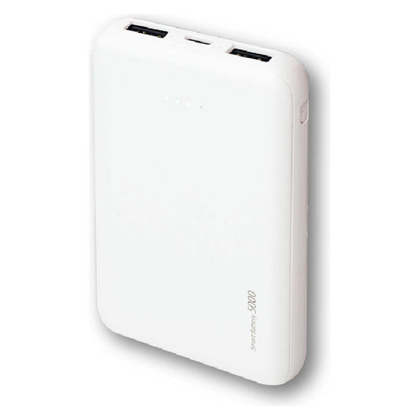 モバイルバッテリー 5000mAh USB-A×2+Type-C×1 スマートバッテリー Palm ホワイト 1個 リック