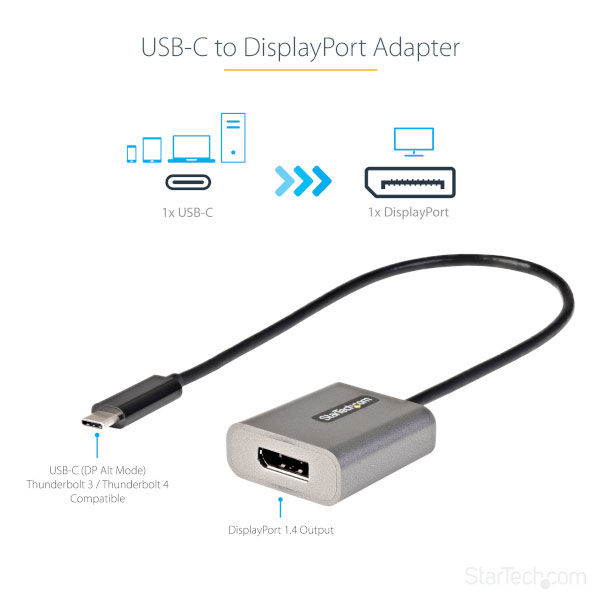 USB-C - DP 変換アダプタ／8K & 4K CDP2DPEC 1個 StarTech.com - アスクル