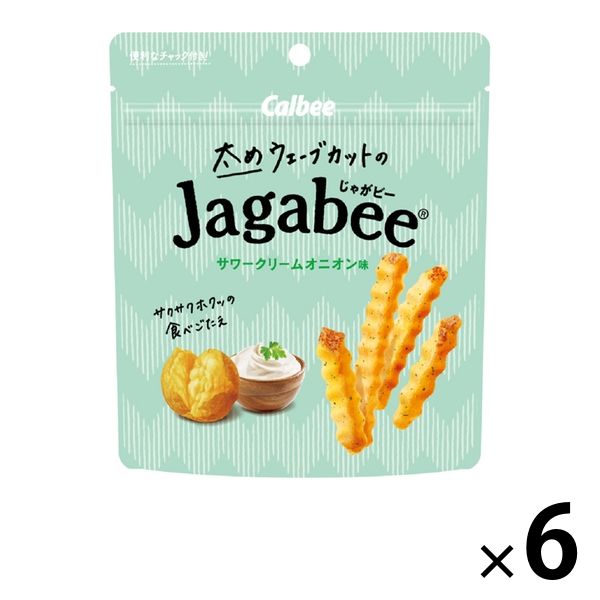 太めウェーブカットのJagabee サワークリームオニオン味 35g 6袋 カルビー スナック菓子 おつまみ