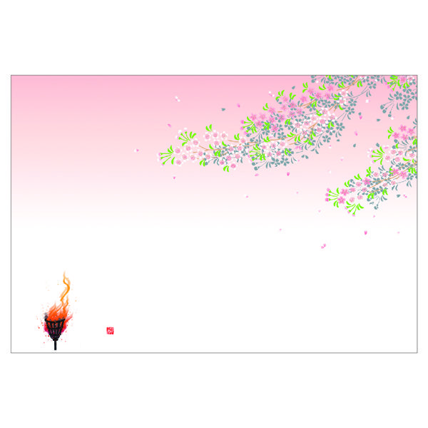 ササガワ 紙製テーブルマット・ランチョンマット　尺3　桜とかがり火 41-10497 1冊(100枚入)（取寄品）