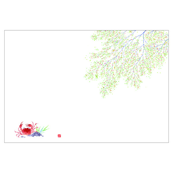 ササガワ 紙製テーブルマット・ランチョンマット　尺3　沢がに 41-10507 1冊(100枚入)（取寄品）