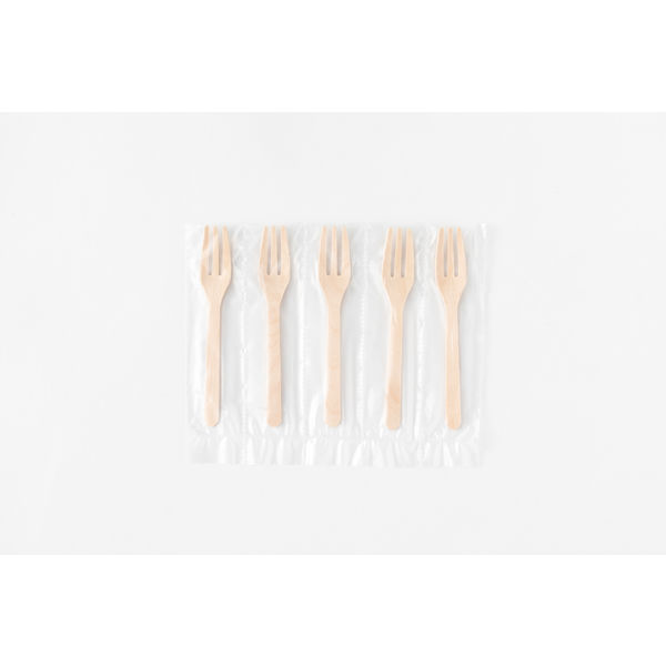 アサヒグリーン 木製フォーク100 透明5連袋 10435000 1箱(10000本)（直送品）