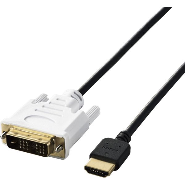 HDMI変換ケーブル HDMI-DVI 2m スリム 小型コネクタ シングルリンク 黒 DH-HTDS20BK エレコム 1個