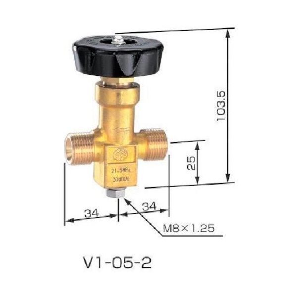 ヤマト産業 YAMATO ネックバルブ 真鍮製 V1ー05ー2 ストレート 1個 430-6006（直送品）