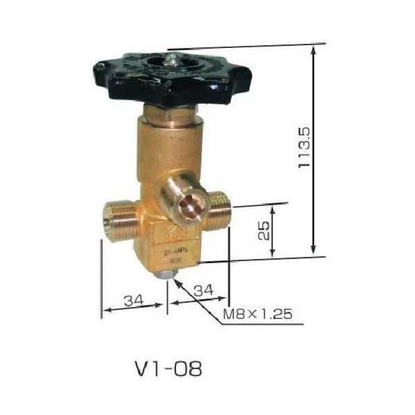 ヤマト産業 YAMATO ネックバルブ 真鍮製 V1ー08 低温用 1個 430-5445（直送品）