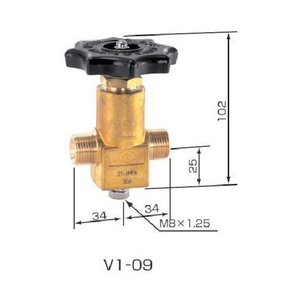 ヤマト産業 YAMATO ネックバルブ 真鍮製 V1ー09 低温用ストレート弁 1個 430-5483（直送品）