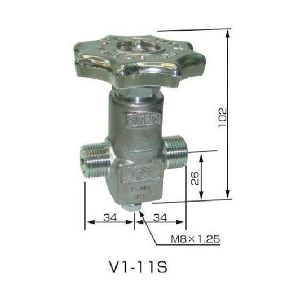 ヤマト産業 YAMATO ネックバルブ ステンレス製 V1ー11Sー2 ストレート 1個 430-5447（直送品）