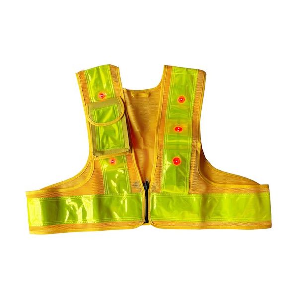 ミズケイ LED安全ベストファスナー式ショート丈「スマートくん」<黄/黄>赤LED 5941243 1枚 477-6329（直送品）