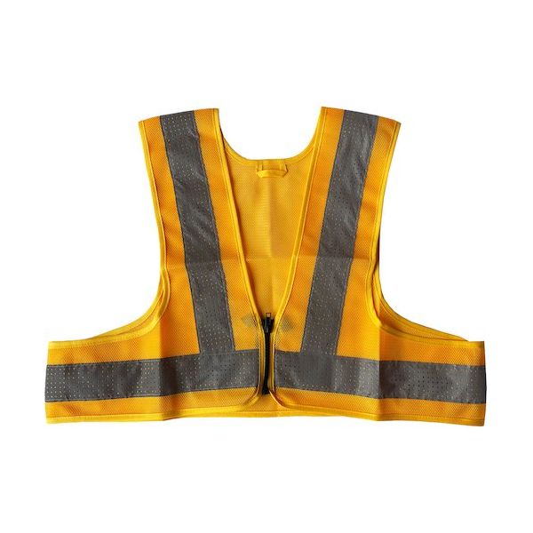 ミズケイ ファスナー安全ベストショート丈「爽メッシュ」<イエロー> 5941223 1枚 477-6335（直送品）