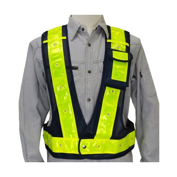 ミズケイ 多機能ベスト「光るんです」IU付(紺/黄)赤LED 3013000 1枚 530-1358（直送品）