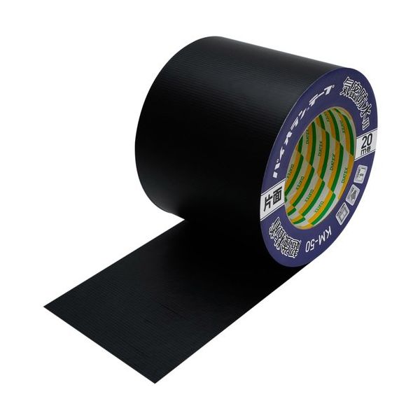 パイオラン 気密防水用テープ 片面タイプ(強粘着) 100mm×20m ブラック KM-30-BK 100MMX20M 1セット(18巻)（直送品）