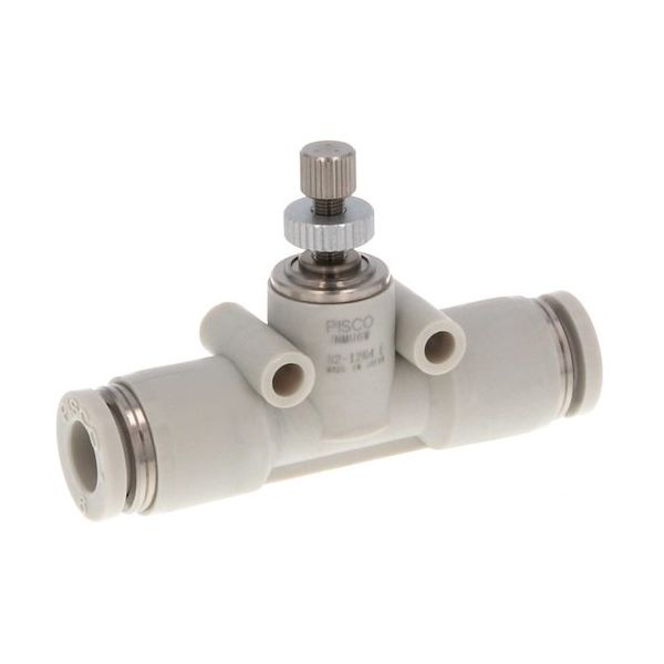 日本ピスコ PISCO スロットルバルブ 小型ユニオンストレート チューブ外径:6mm ライトグレー仕様 JNMU6W 1個（直送品）