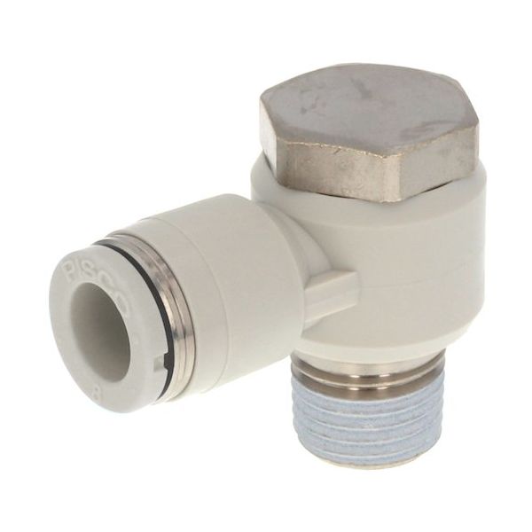 PISCO チューブフィッティング ユニバーサルエルボ チューブ外径:8mm ネジサイズ:R1/4 ライトグレー仕様 PH8-02W（直送品）