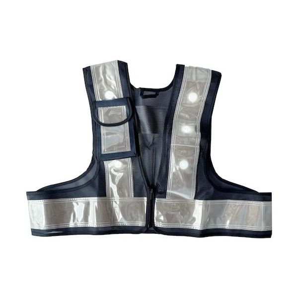 ミズケイ LED安全ベストファスナー式ショート丈「スマートくん」<紺/白>白LED 5941246 1枚 477-6336（直送品）