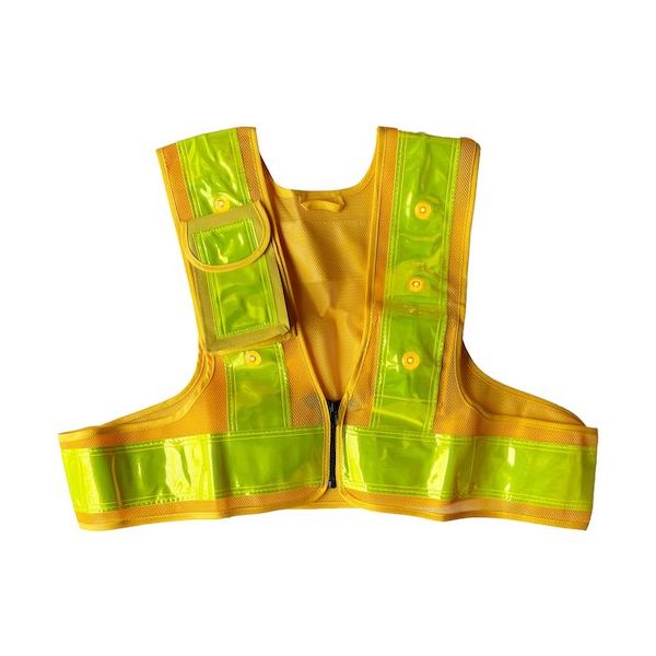 ミズケイ LED安全ベストファスナー式ショート丈「スマートくん」<黄/黄>黄LED 5941247 1枚 477-6322（直送品）