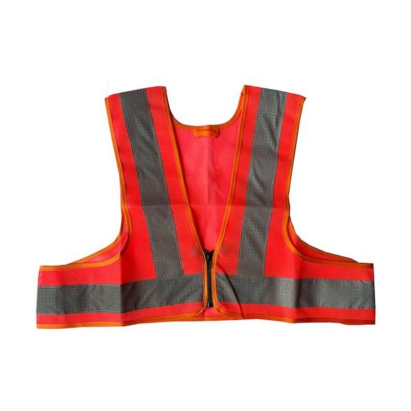 ミズケイ ファスナー安全ベストショート丈「爽メッシュ」<オレンジ> 5941222 1枚 477-6292（直送品）