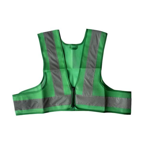 ミズケイ ファスナー安全ベストショート丈「爽メッシュ」<グリーン> 5941224 1枚 477-6289（直送品）