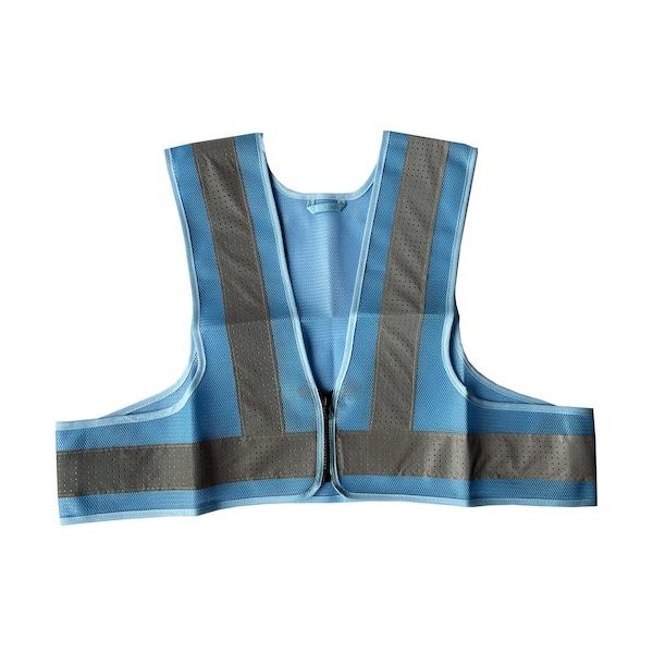 ミズケイ ファスナー安全ベストショート丈「爽メッシュ」<スカイブルー> 5941225 1枚 477-4734（直送品）