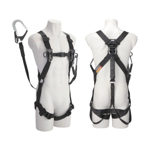 TJMデザイン タジマ セフハーネスB 平ロープL4ダブルセット 黒 A4SFBFR-WL4BK 1個(1着) 682-9933（直送品）