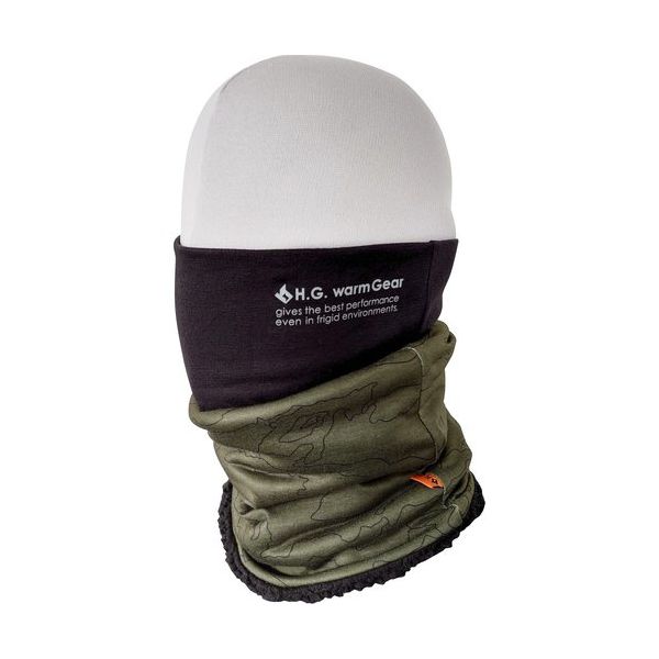 喜多 ネックウォーマー フェイスガード付ネックウォーマー(裏ボア) グリーン フリー NO8670-GRN-F 1枚 693-6504（直送品）