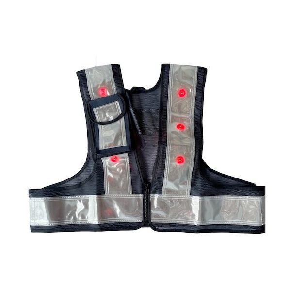 ミズケイ LED安全ベストファスナー式ショート丈「スマートくん」<紺/白>赤LED 5941241 1枚 477-6285（直送品）