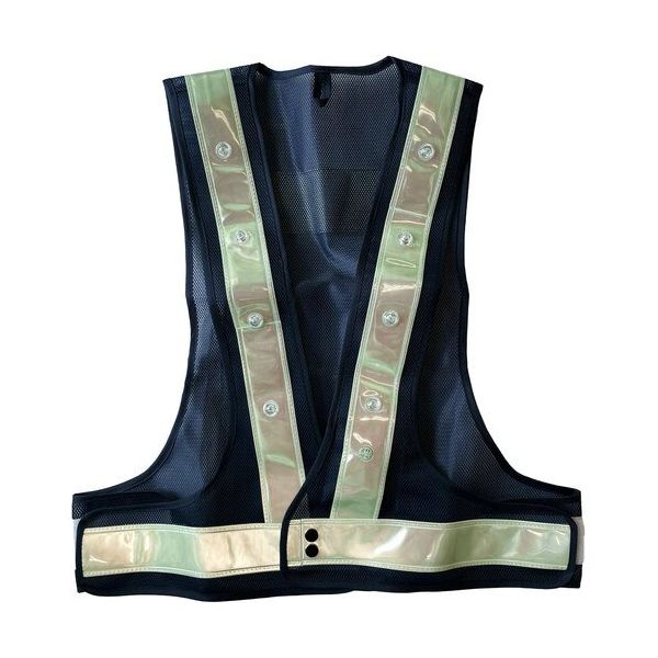 ミズケイ LED蓄光安全ベスト「ホタルック」<紺/白>青LED 5922102 1枚 530-1384（直送品）