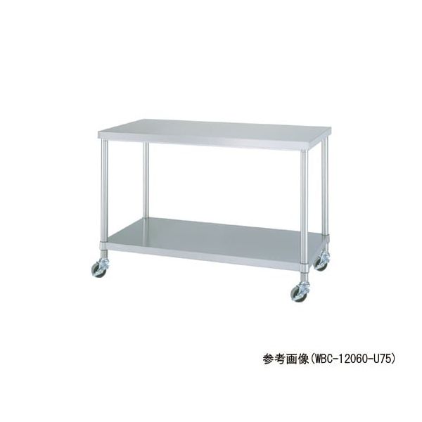 シンコー ステンレス作業台 ベタ棚 キャスター付 WBC-9090-U75 1個 63-1271-78（直送品）