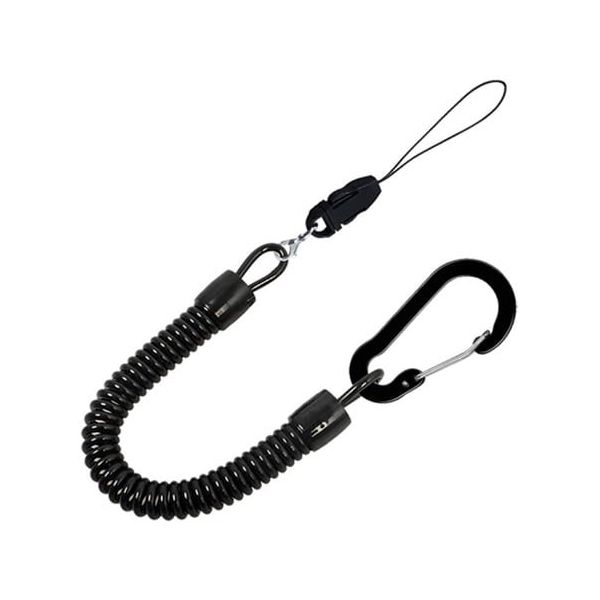 Trimate 落下防止ストラップ カラビナ+カールコード+紐パーツ ブラック TR-STP001 1個 67-4920-78（直送品）