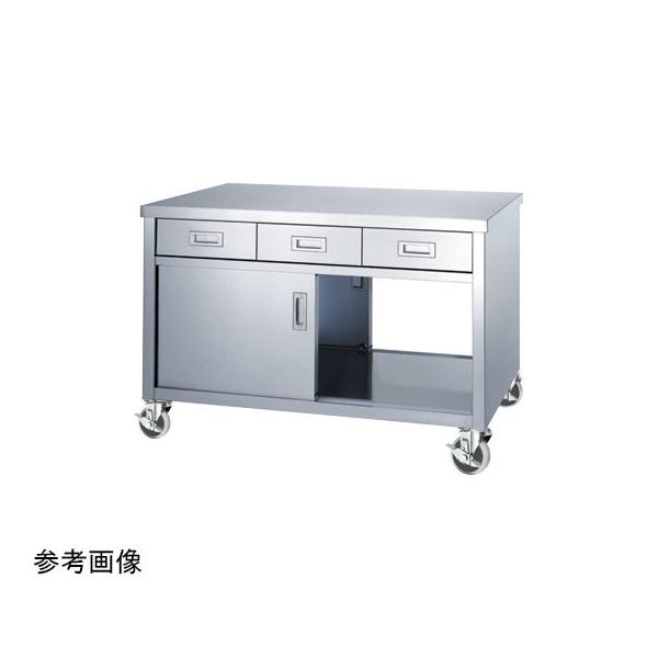 ステンレス作業台(両面扉・引出し付)EDWーPU100シリーズ W1800×D900×H800mm EDW-18090-PU100 1個（直送品）