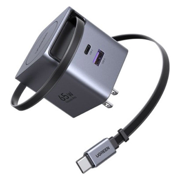 UGREEN 65W GaN巻き取り式ケーブル付き急速充電器 65824 UGR-OT-000044