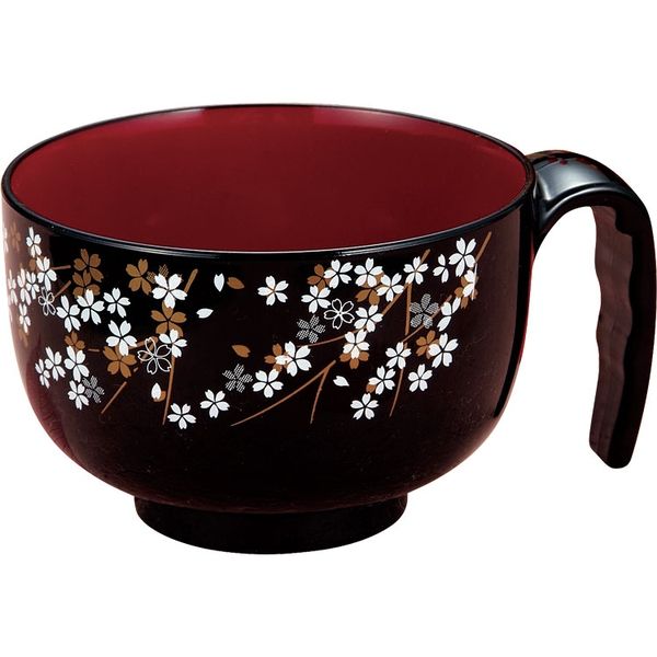 カノー らくらく汁椀 介護 食器  黒桜 71683 1個 E0325（直送品）