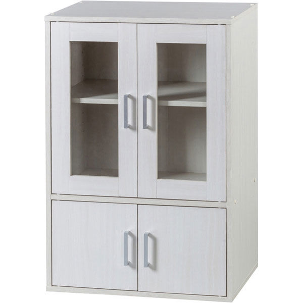 アイリスオーヤマ ガラスキャビネット オフホワイト GKN-9060（直送品）