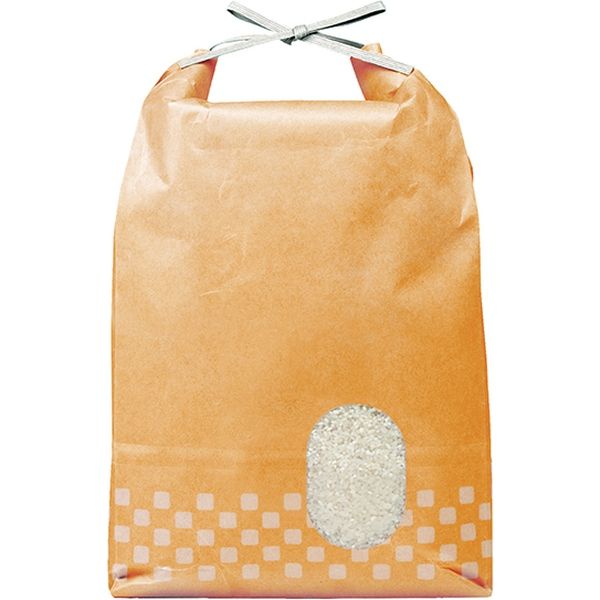 【袋・包装資材（米袋）】アサヒパック 005940501 紐付きクラフト角底窓付（やまぶき）無地 5kg 1パック（200枚入）（直送品）