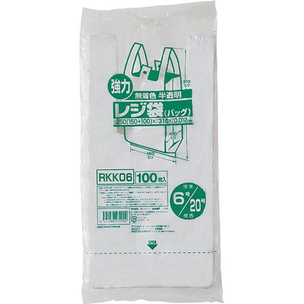 ジャパックス レジ袋（半透明） ベロ付きブロック 関東6号/関西20号